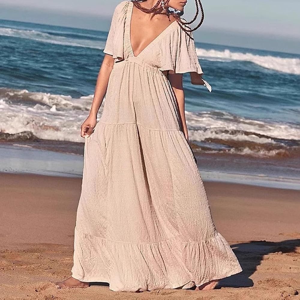 NWT Blush Pink Flutter Sleeve Tiered Maxi Dress XL